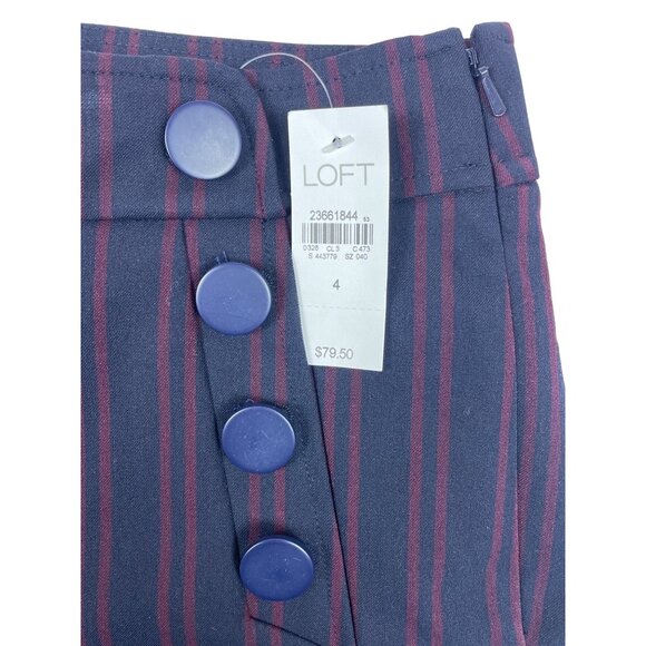 Loft Marisa Trouser Pants Navy & Burgundy  High-Waist Wide-Leg Size 4 - New - Picture 7 of 11